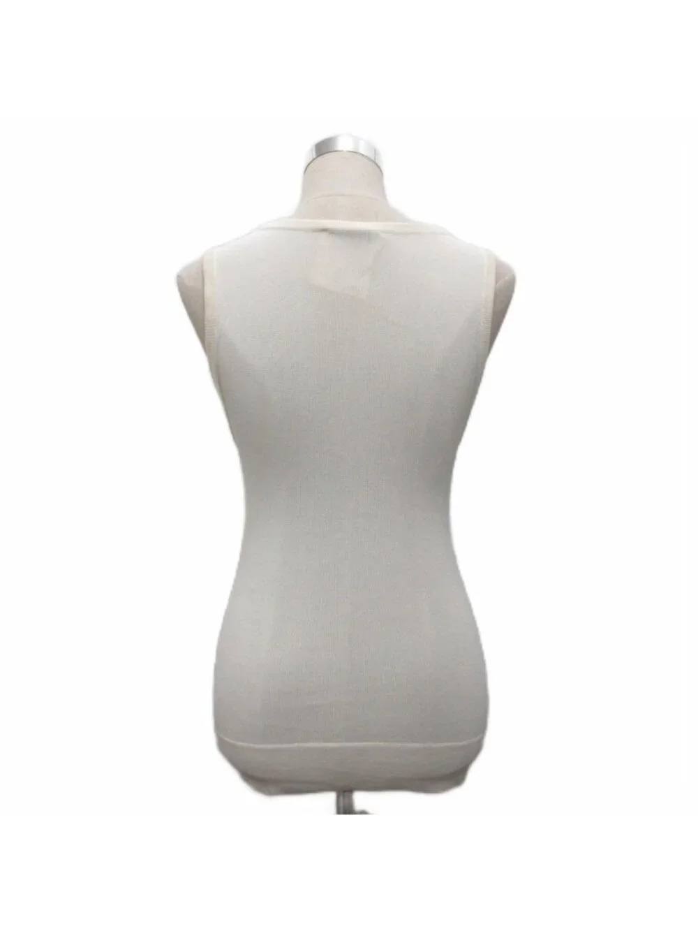 Chanel Boutique Sleeveless Top Tank Top Ribbed Ivory